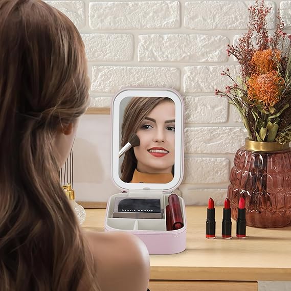 Estuche Maquillaje Portatil Espejo LED